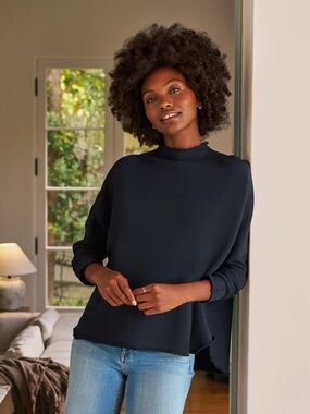 Frank and Eileen British Royal navy Effie long sleeve funnel capelet sweater top
